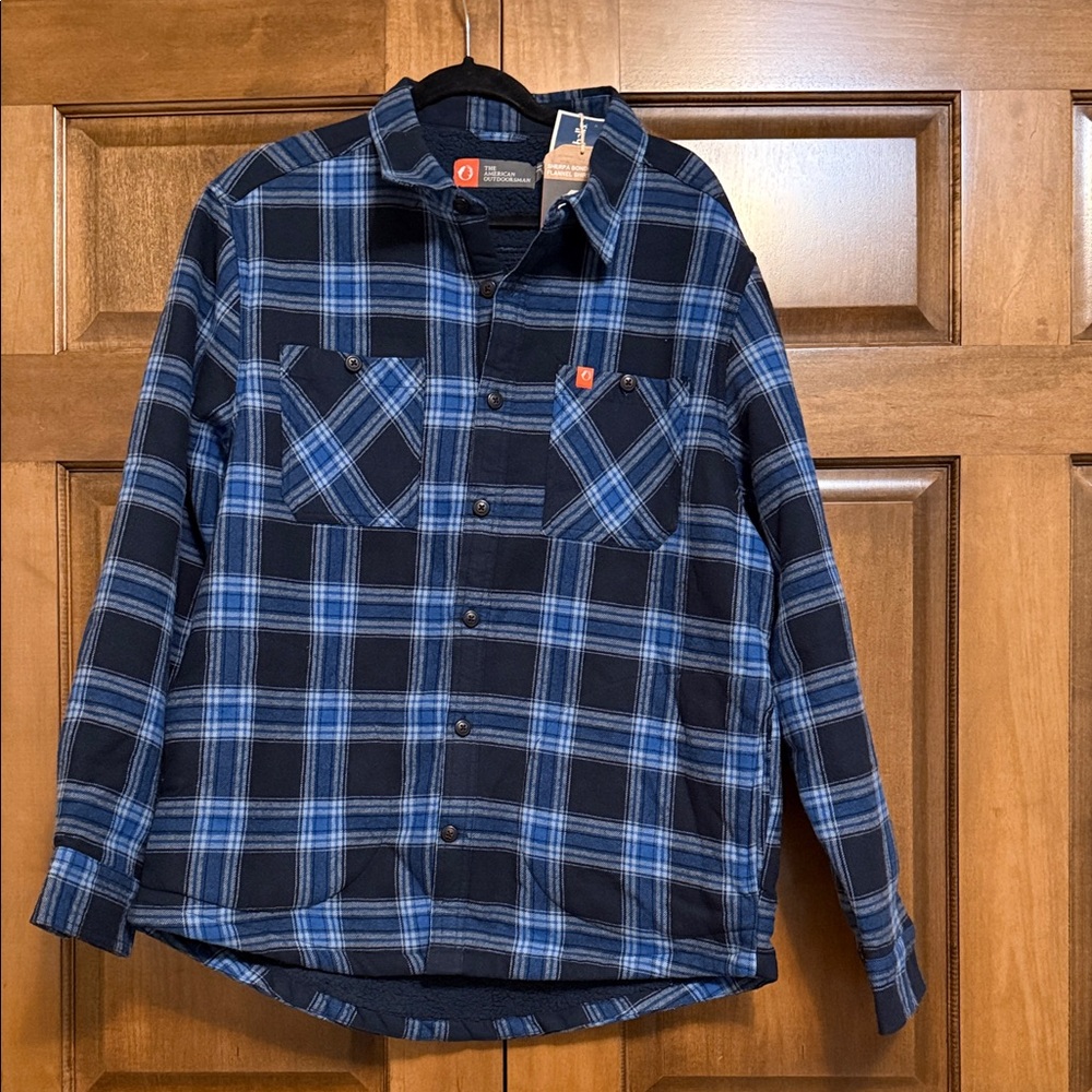 Blue Plaid Men's Sherpa Jacket